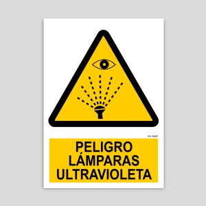 Cartel de peligro lámparas ultravioleta