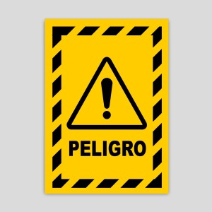 Cartel de peligro indefinido con fondo amarillo