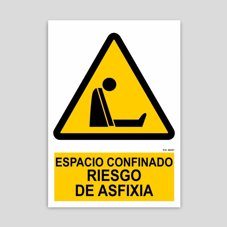 Cartell de perill espai confinat, risc d'asfíxia