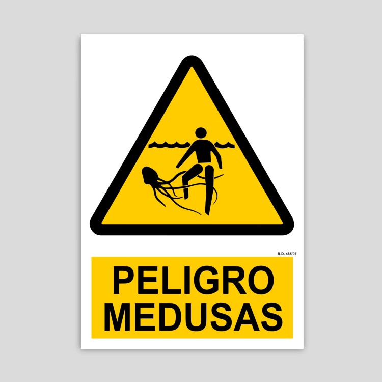 Cartel de peligro medusas