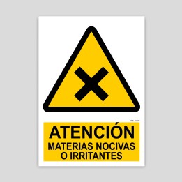 Cartell d'atenció, matèries nocives o irritants