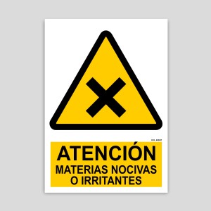 Cartel de atención, materias nocivas o irritantes