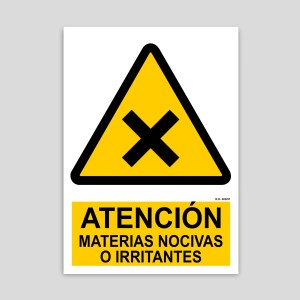 Warning sign, harmful or irritating materials