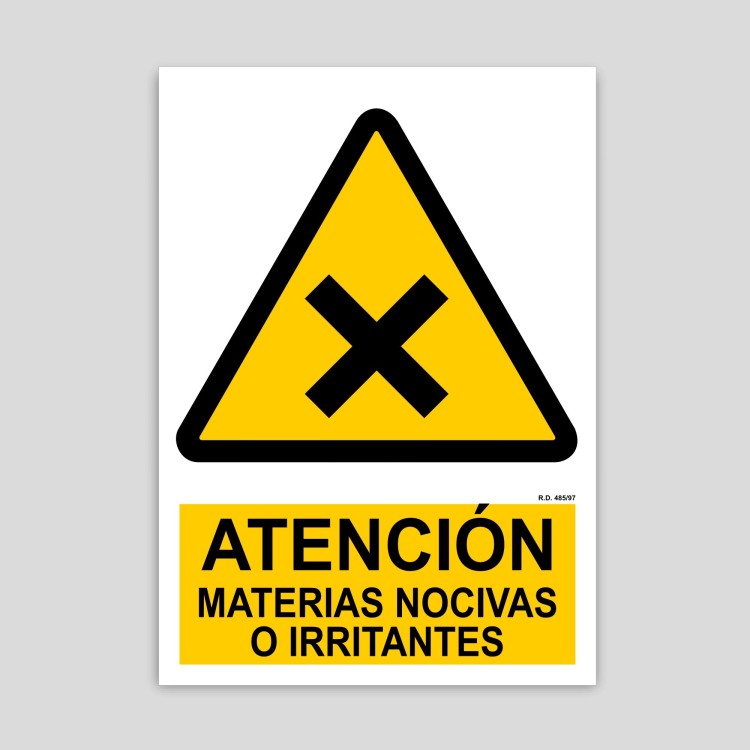 Warning sign, harmful or irritating materials