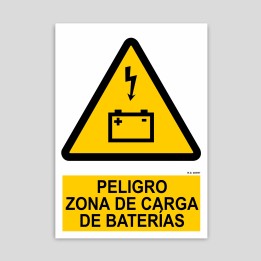 Danger sign, battery charging area