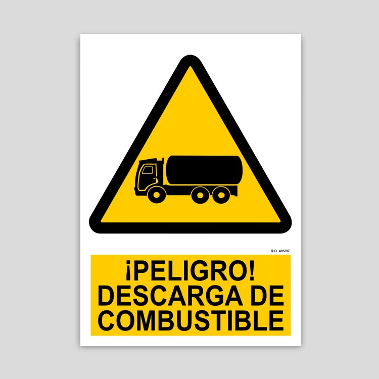 Danger sign, fuel discharge