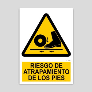 Cartel de peligro de atrapamiento en los pies