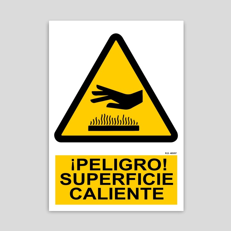 Cartel de peligro, superficie caliente