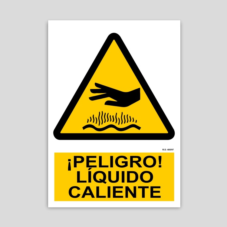 Cartel de peligro, líquido caliente