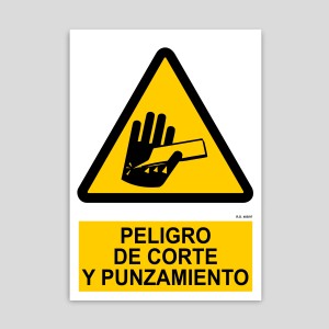 Cartel de peligro de corte y punzamiento