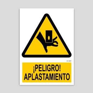 Cartel de peligro aplastamiento