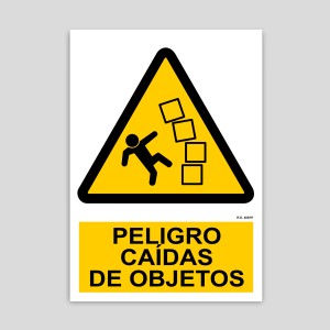 Cartell de Perill per caiguda d'objectes.