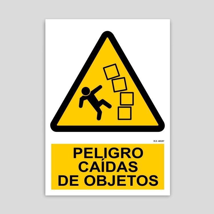 Cartel de peligro caída de objetos