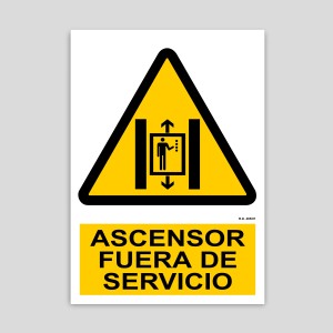 Cartel de peligro ascensor fuera de servicio