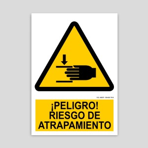 Cartel de peligro, riesgo de atrapamiento