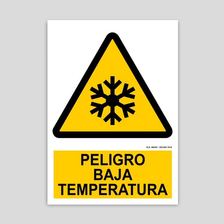 Cartel de peligro baja temperatura
