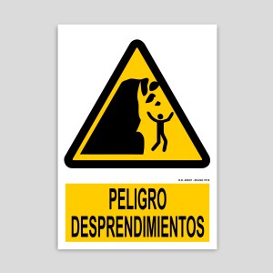 Cartel de peligro, desprendimientos