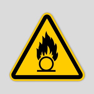 Hazard sticker for oxidizing materials