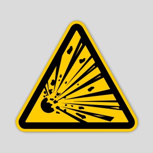 Danger sticker for explosive materials