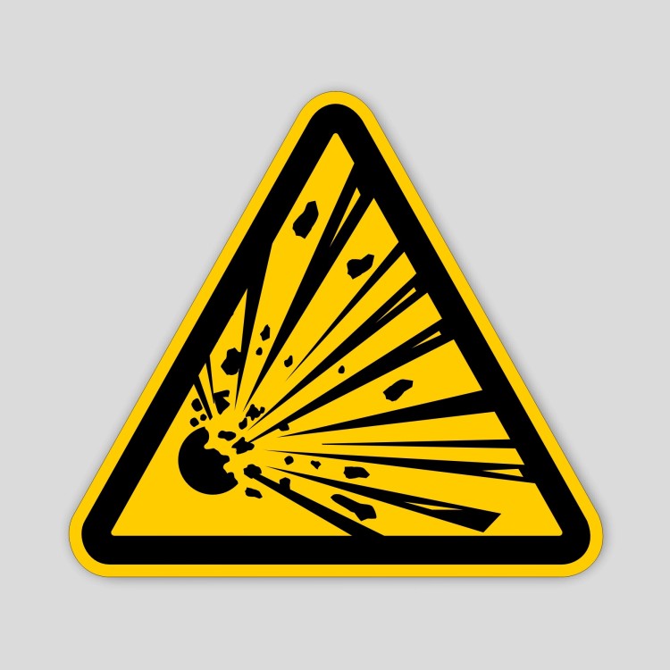 Danger sticker for explosive materials