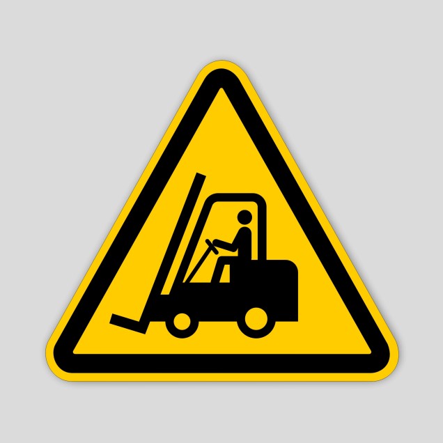 Forklift passage danger sticker.