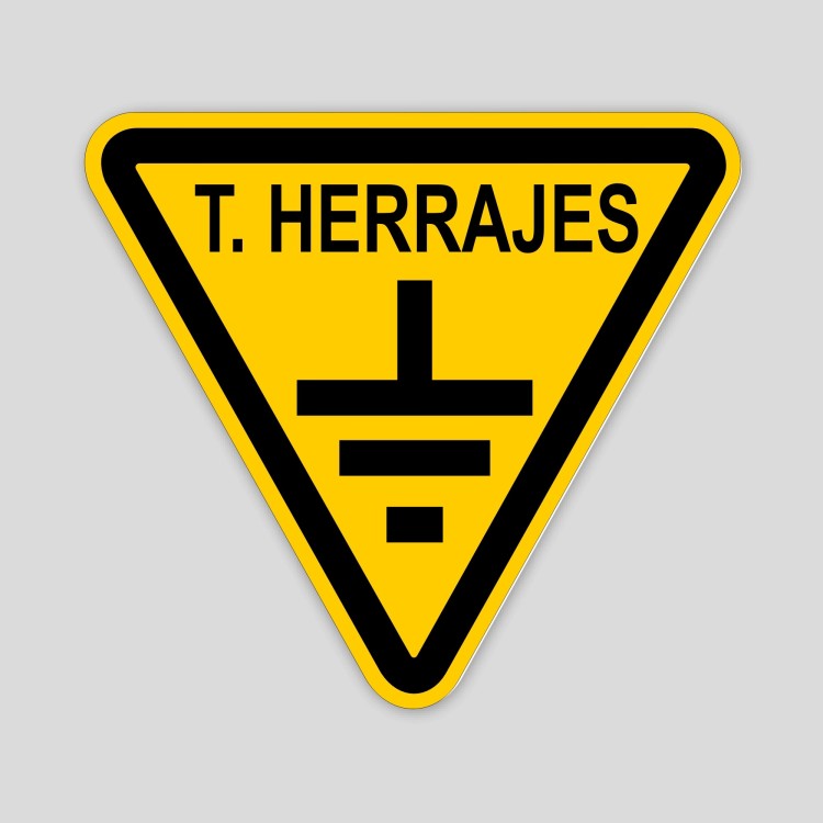 Adhesivo de peligro tierras herrajes