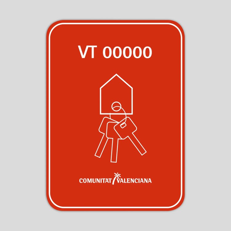 Adhesivo -Distintivo Vivienda turística (con número de registro) - Comunidad Valenciana