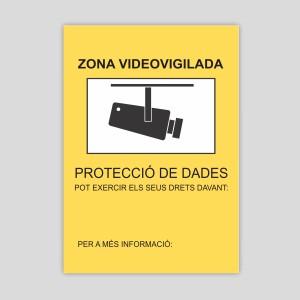 Cartel de Zona Videovigilada según Autoridad Catalana P.D. Personalizable