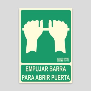 Cartel de Empujar barra para abrir puerta