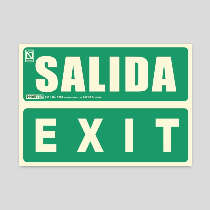 Cartel de Salida de emergencia fotoluminiscente