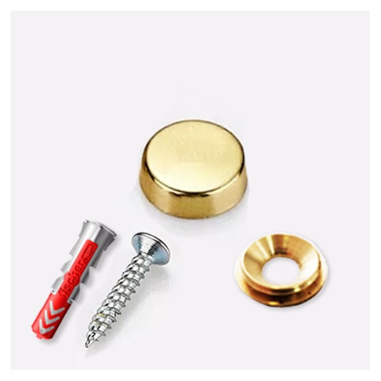 Tornillo y embellecedore dorado