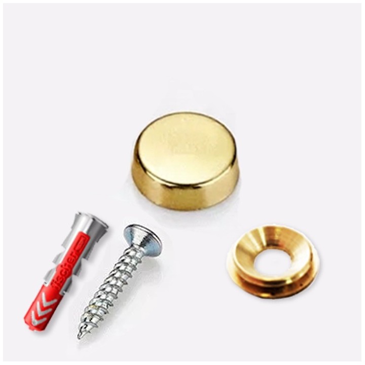 Tornillo y embellecedore dorado