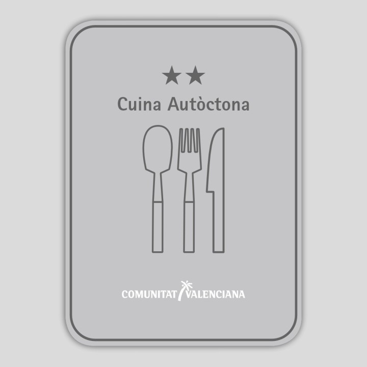 Placa distintiu Restaurant cuina autòctona dos stels - Comunitat Valenciana