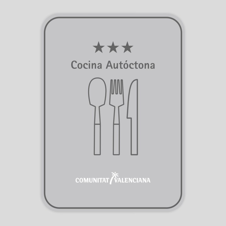 Placa distintiu Restaurant cuina autòctona tres stels - Comunitat Valenciana