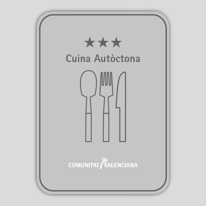 Placa distintiu Restaurant cuina autòctona tres stels - Comunitat Valenciana