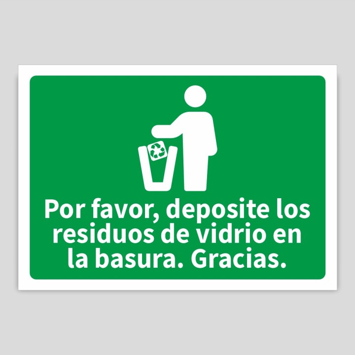 Depositar residuos en la basura vidrio
