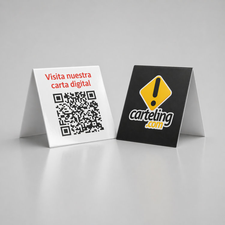 Codi QR Carta Menú + LOGOTIP - taula - PVC 1mm (plàstic)