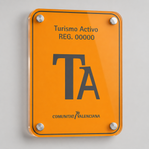Placa distintivo Turismo Activo con número de registro - Comunidad Valenciana